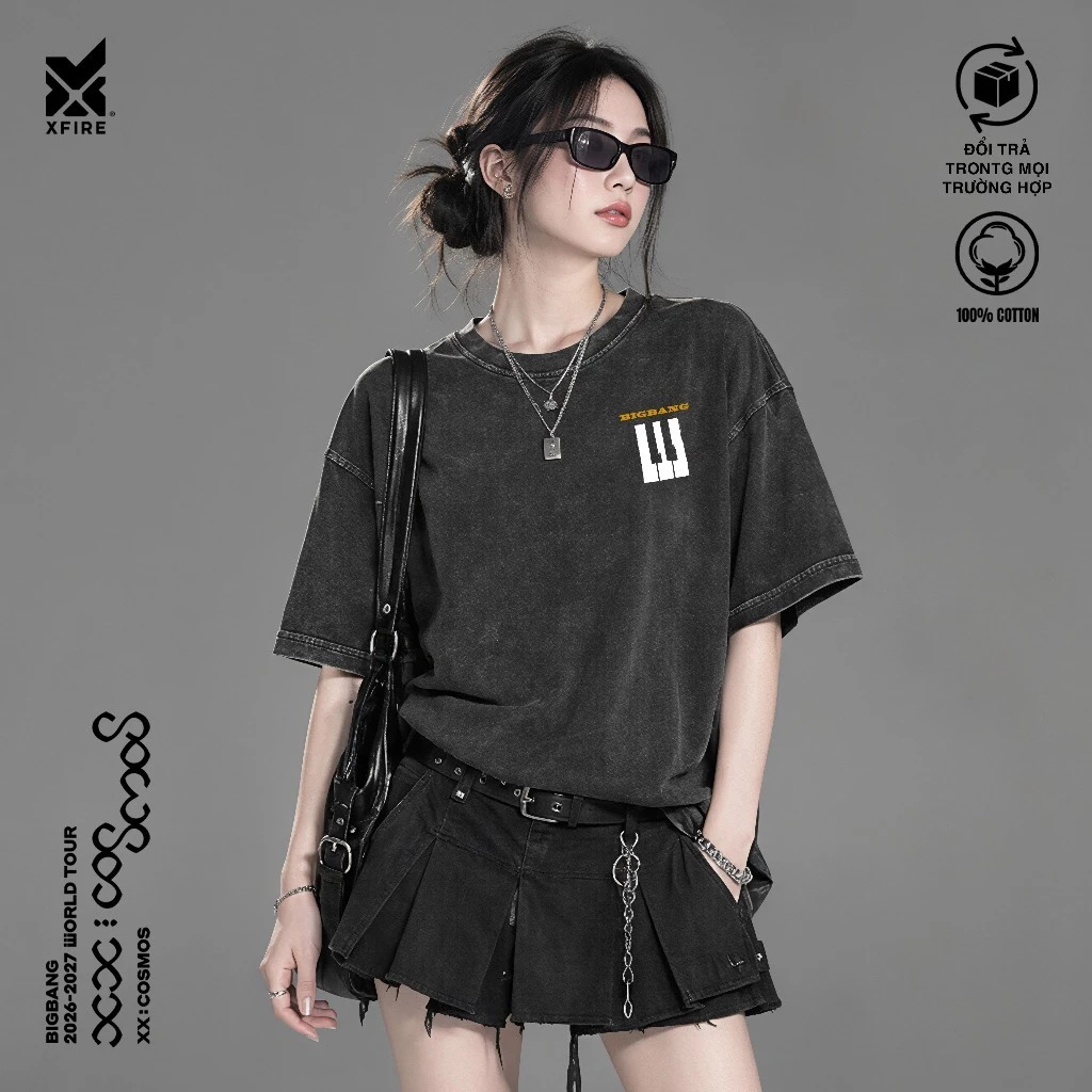 Áo Thun BIGBANG 2026 World Tour Xfire Vietnam Form Oversized Cotton 235 GSM Unisex Nam Nữ StreetWear