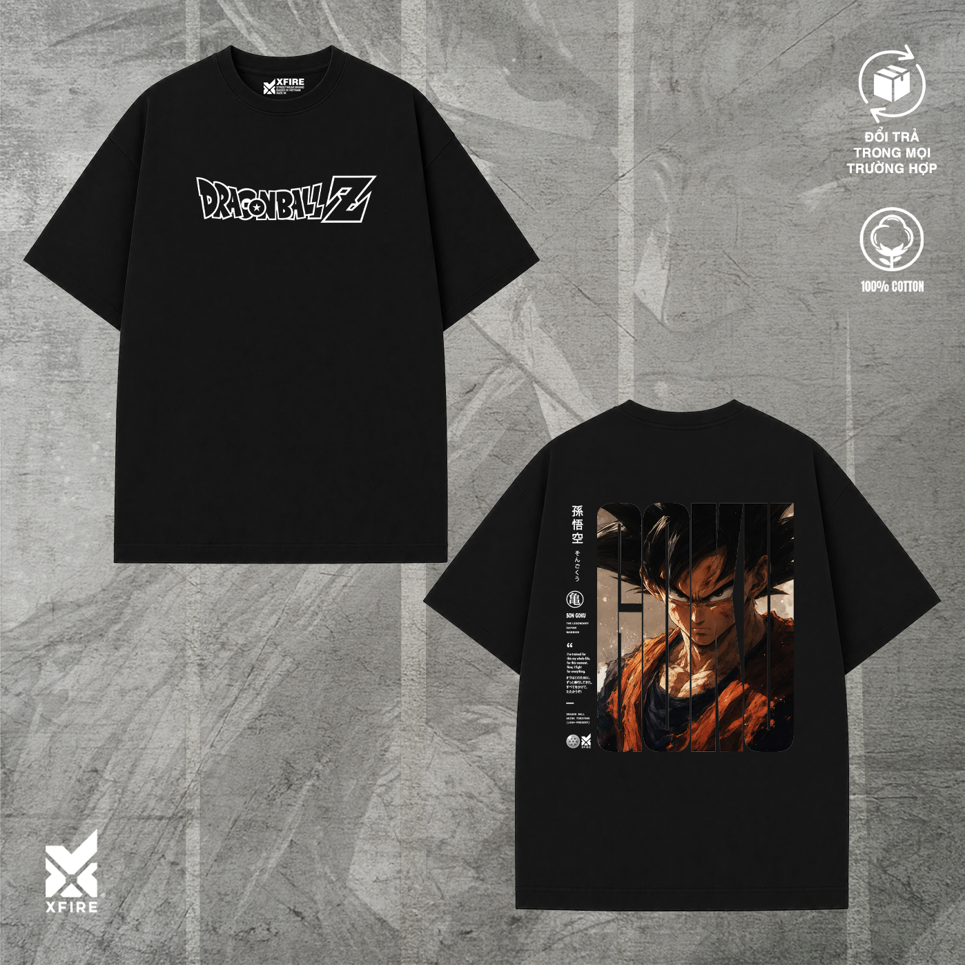 Áo Thun Dragon Ball Son Goku Xfire Vietnam Form Oversized Cotton 235gsm Unisex Nam Nữ Streetwear