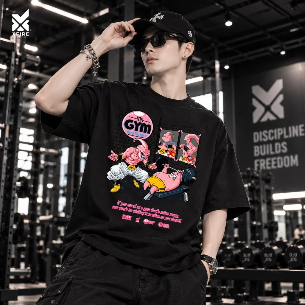 Áo Thun Majin Buu Gym Xfire Vietnam Dragon Ball Nam Nữ Form Oversize Cotton 235gsm Rộng Unisex