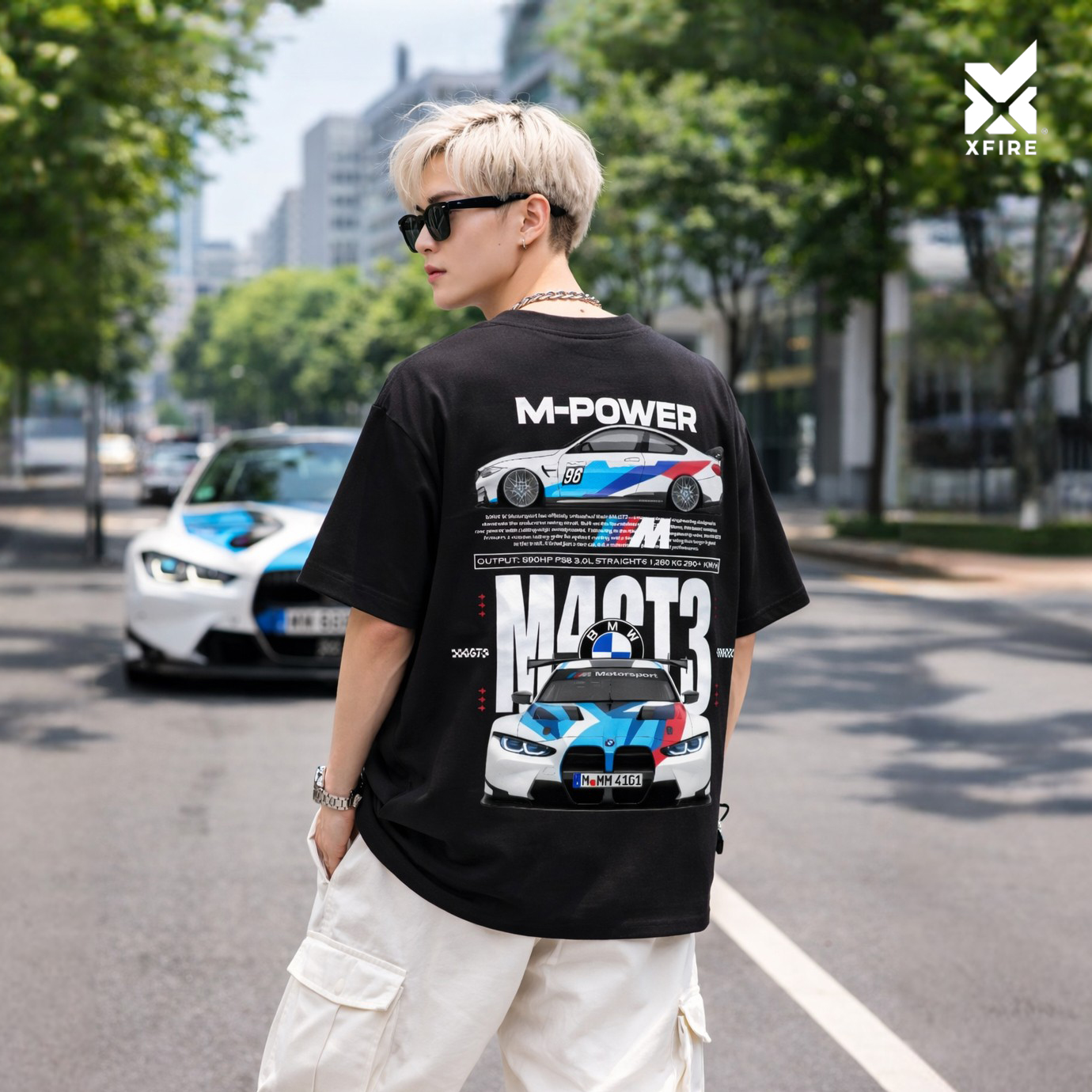 Áo Thun Oversize BMW M4 M Power Xfire Cotton 235gsm Form Rộng Unisex In 2 Mặt Streetwear
