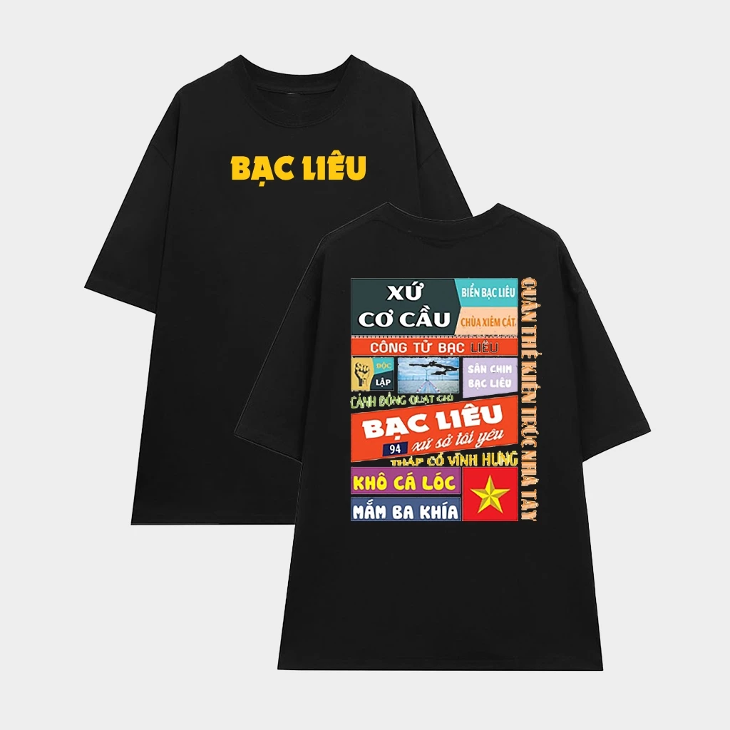 Áo Thun Oversized Bạc Liêu Phông Rộng Tay Lỡ Nam Nữ Unisex Cotton thoáng mát du lịch checkin