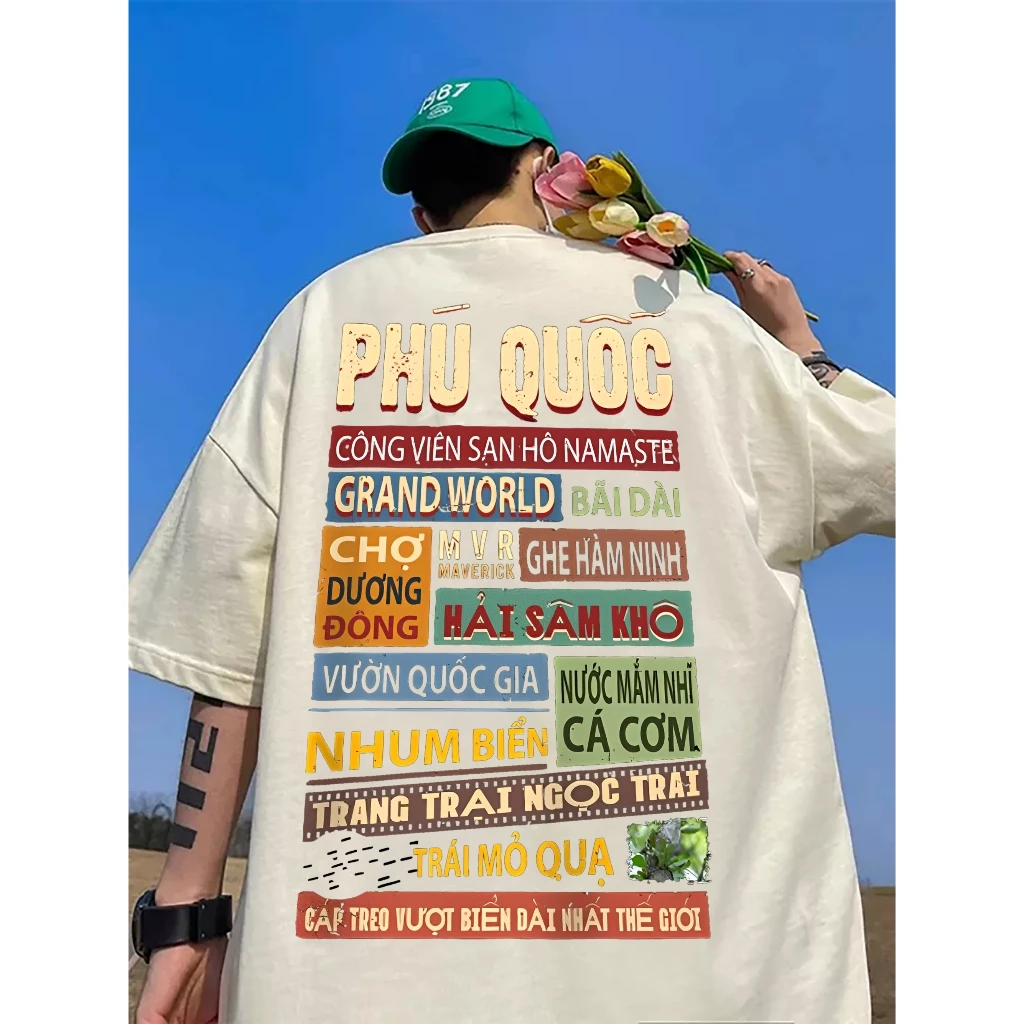 Áo Thun Oversized Phú Quốc Phông Rộng Tay Lỡ Nam Nữ Unisex Cotton thoáng mát du lịch checkin