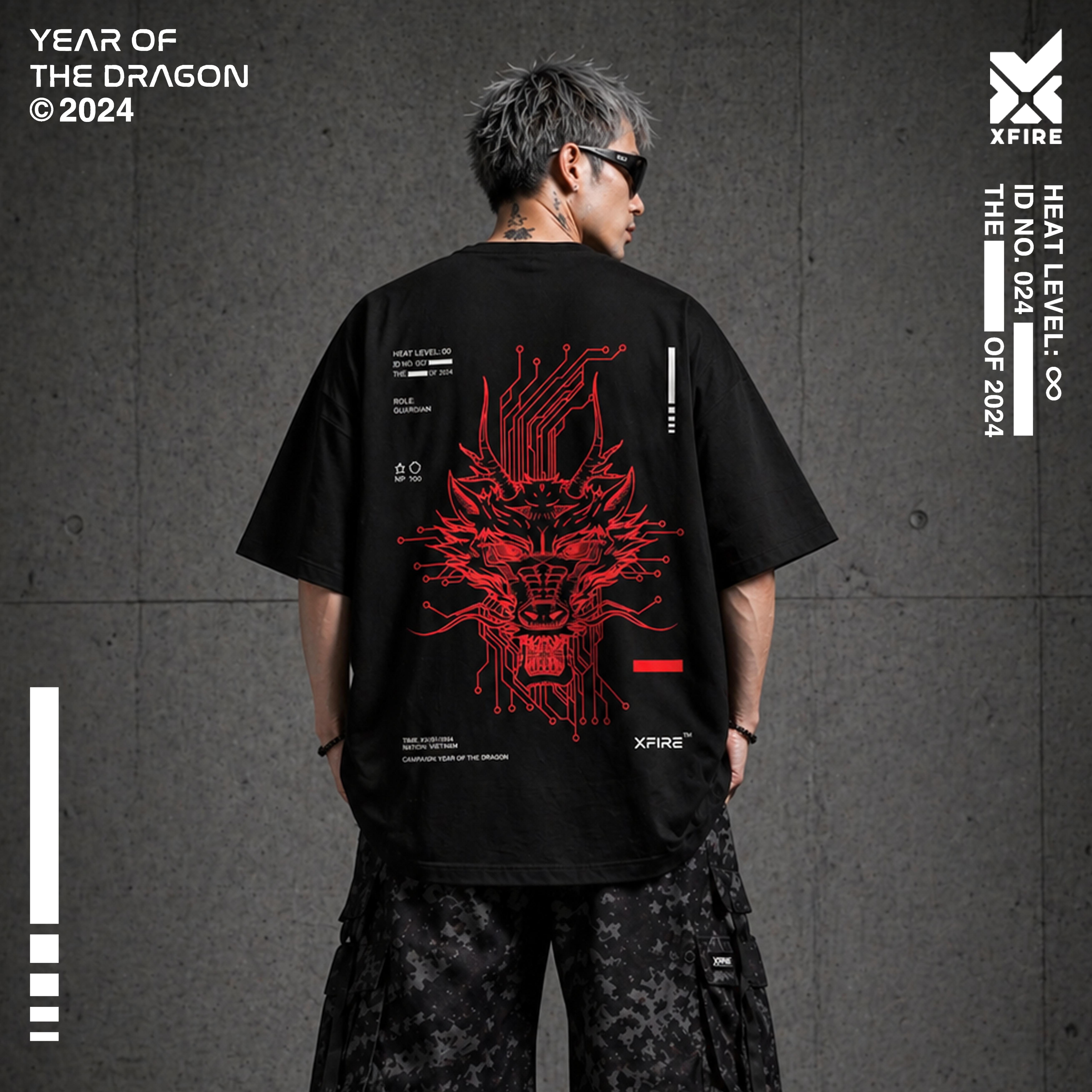 Áo Thun Year Of Dragon Oversize Xfire Vietnam Cotton 235gsm Form Rộng Oversized Unisex Cá Tính