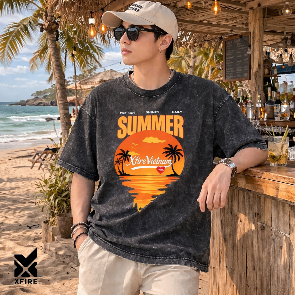 Áo thun Hè Sun Shines Summer Xfire Vietnam 100% Cotton 2 Chiều Oversized Unisex Nam Nữ Nhiều Màu
