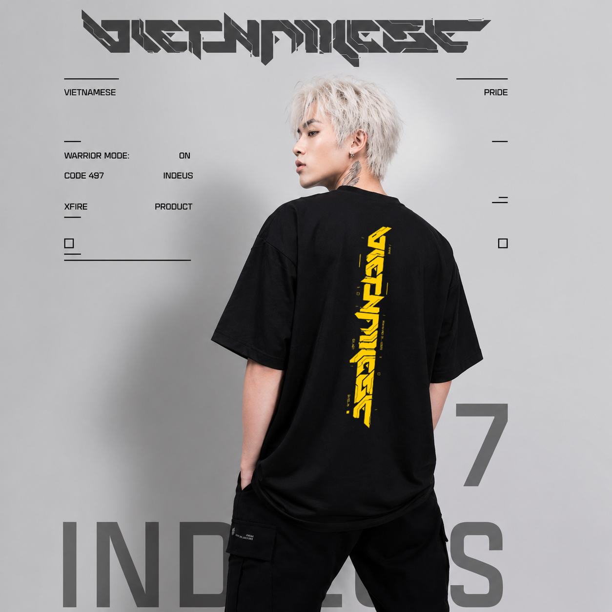 Vietnamese Warrior Mode Tshirt By Xfire Vietnam Form Oversized 100% Cotton Unisex Cyberpunk