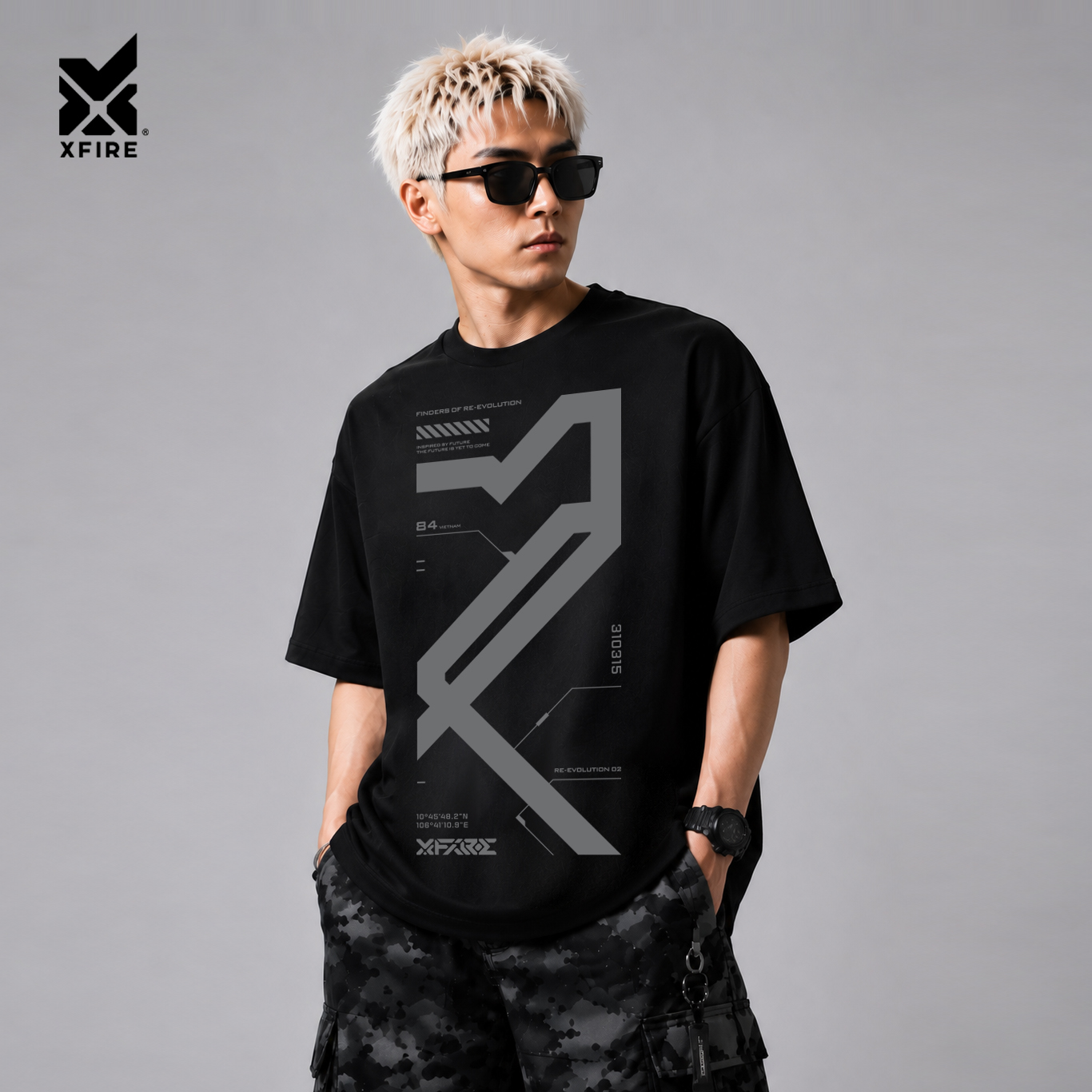 XFIRE RE-EVOLUTION 2 TSHIRT IN BLACK