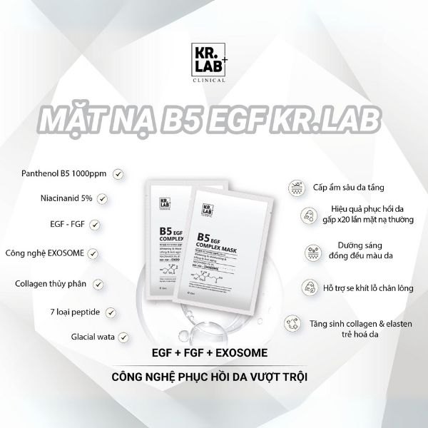 Combo 10 Miếng Mặt Nạ Kr.Lab+ B5 EGF Complex Mask Cấp Ẩm Phục Hồi