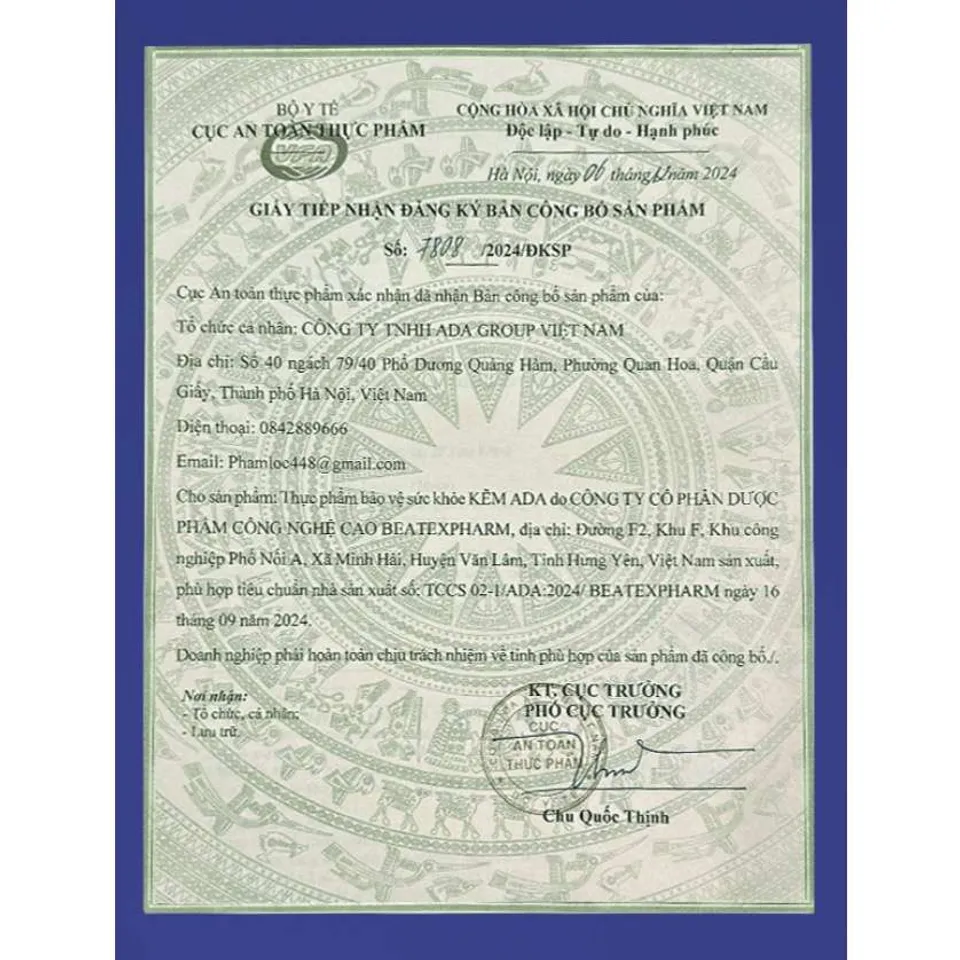 Viên Kẽm ADA 150mg - Bổ Sung Kẽm Gluconate Hỗ Trợ Đề Kháng