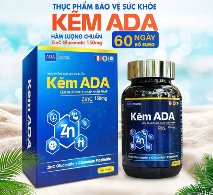 Viên Kẽm ADA 150mg - Bổ Sung Kẽm Gluconate Hỗ Trợ Đề Kháng