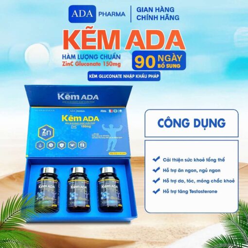 Viên Kẽm ADA 150mg - Bổ Sung Kẽm Gluconate Hỗ Trợ Đề Kháng