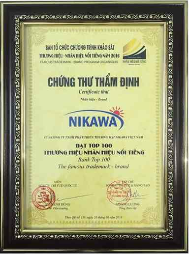 Nikawa tự hào trong top 100 thương hiệu nổi tiếng năm 2016