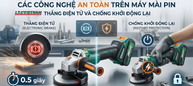 Công nghệ an toàn trên máy mài pin: Thắng điện tử và Chống khởi động lại