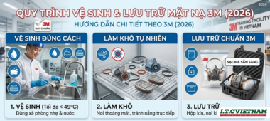 Quy trình vệ sinh và lưu trữ mặt nạ phòng độc chuẩn 3M 2026