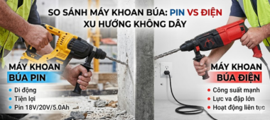So sánh máy khoan búa pin và điện: Xu hướng không dây