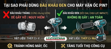 Tại sao phải dùng đầu khẩu đen cho máy vặn ốc pin?