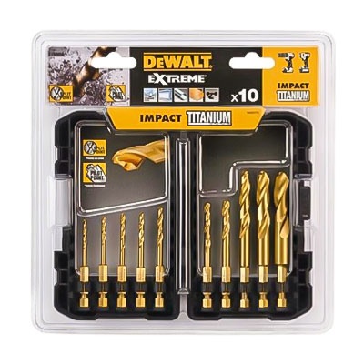 Bộ mũi khoan 10 chi tiết Titanium DeWalt DT50050-QZ