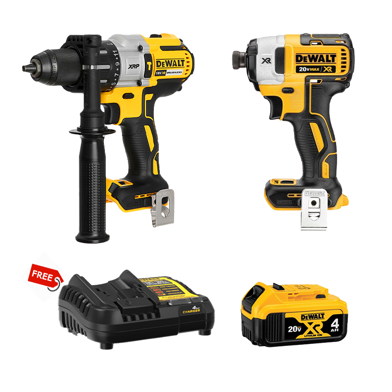Combo Máy Khoan Vặn Vít Pin 18V DeWALT DCD996N-KR & Máy Vặn Vít Pin 18V DeWALT DCF887N-KR Cùng 1 Đế Sạc (Tặng Kèm 1 Pin)