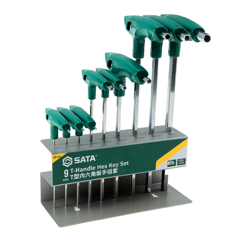 Bộ lục giác chữ T cán nhựa 9 chi tiết Sata 09118