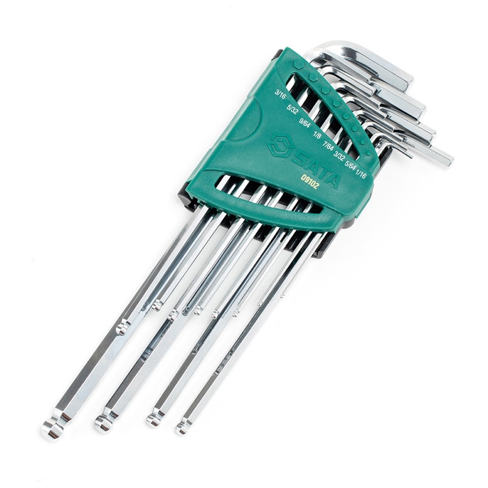 Bộ lục giác bi dài 12 chi tiết (hệ inch) Sata 09102