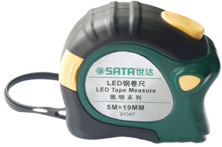 Thước cuộn thép có đèn LED 5.0m Sata 91347