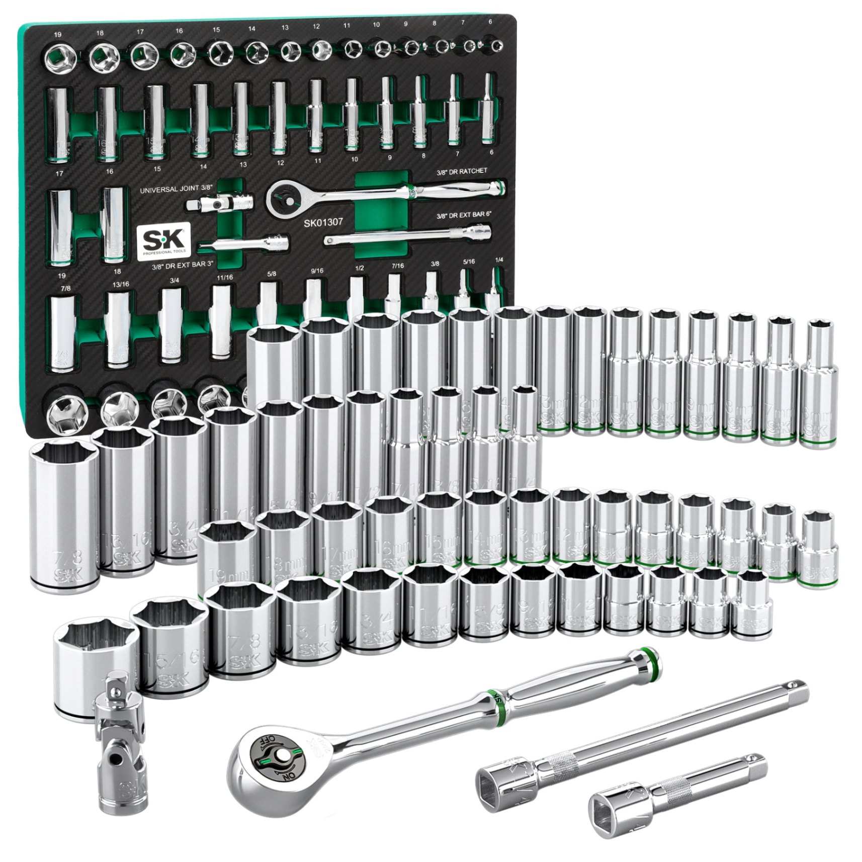 Bộ dụng cụ thợ máy 55 chi tiết đầu 3/8