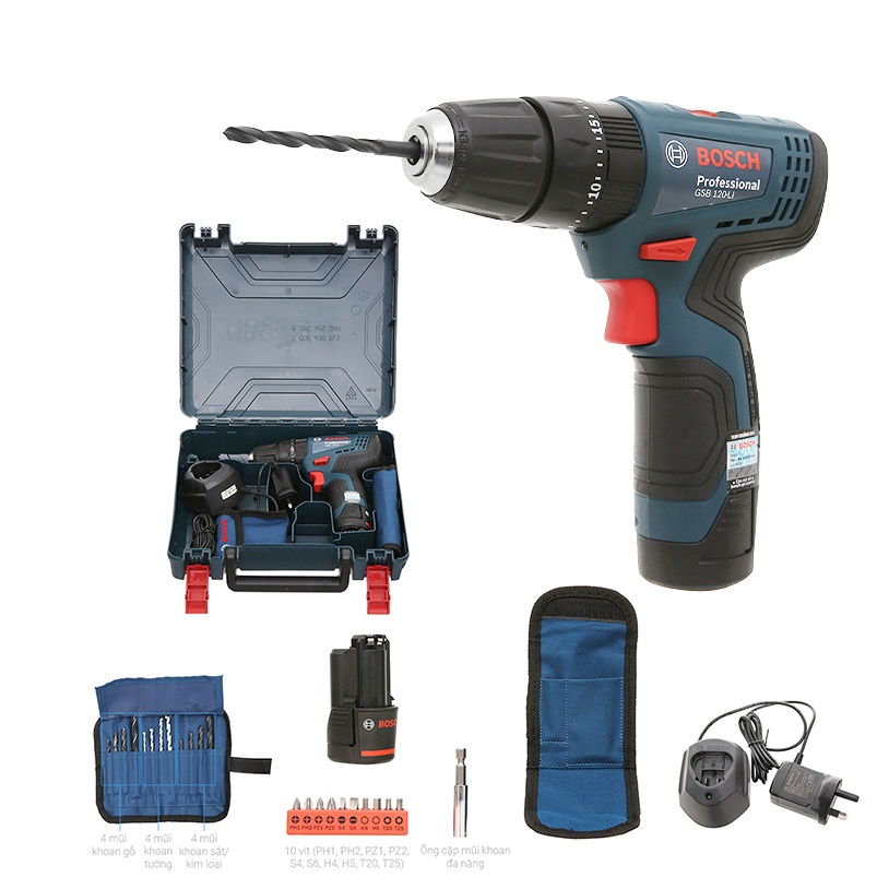 Máy khoan động lực pin 12V 1 pin 2Ah Bosch GSB 120-LI GEN II