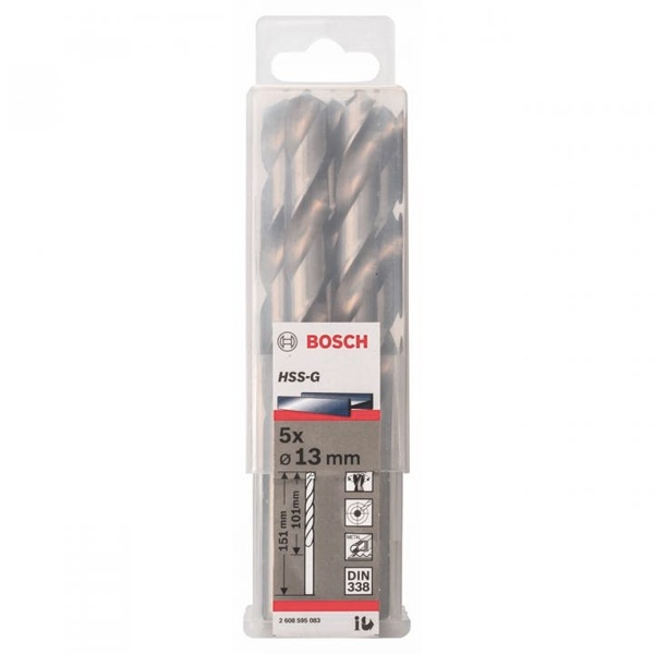 Bộ 5 mũi khoan sắt 13mm Bosch HSS-G 2608595083