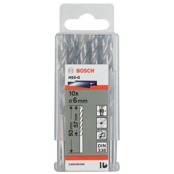Bộ 10 mũi khoan kim loại, sắt Bosch HSS-G/HSS-R 2608595066
