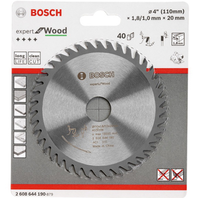 Lưỡi cưa gỗ 110mm 40T Bosch 2608644190