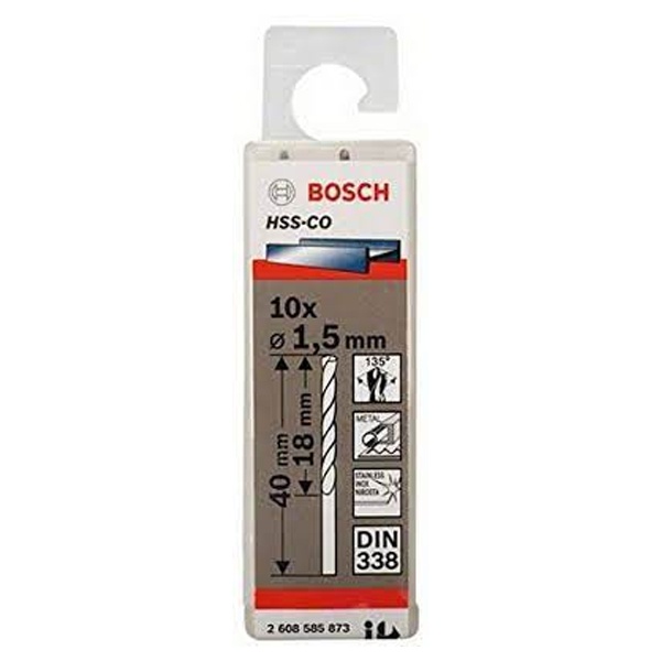 Bộ 10 mũi khoan Inox 1.5mm Bosch HSS-Co 2608585873
