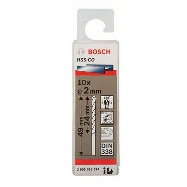 Bộ 10 mũi khoan sắt và inox 2mm Bosch HSS-Co 2608585874