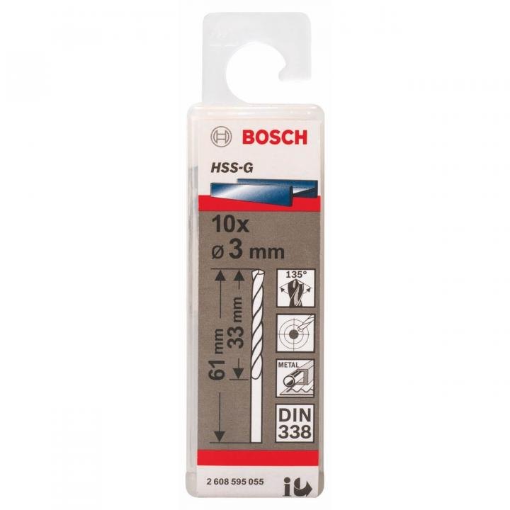 Bộ 10 mũi khoan sắt 3mm Bosch HSS-G 2608595055
