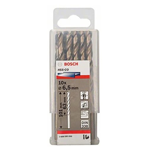 Bộ 10 mũi khoan Inox 6.5mm Bosch HSS-Co 2608585890