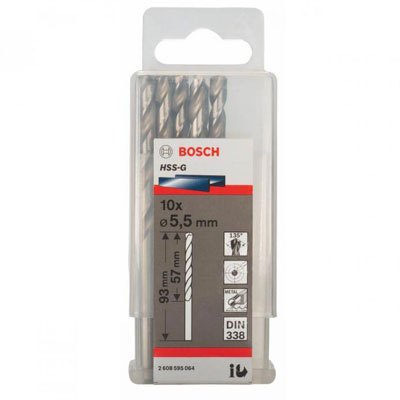 Bộ 10 mũi khoan sắt 5.5mm Bosch HSS-G 2608595064