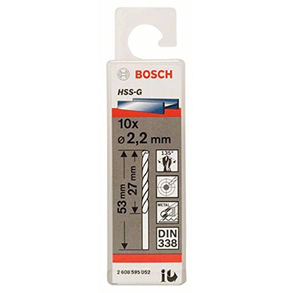 Bộ 10 mũi khoan sắt 2.2mm Bosch HSS-G 2608595052