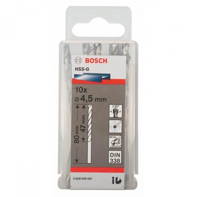 Bộ 10 mũi khoan sắt 4.5mm Bosch HSS-G 2608595061