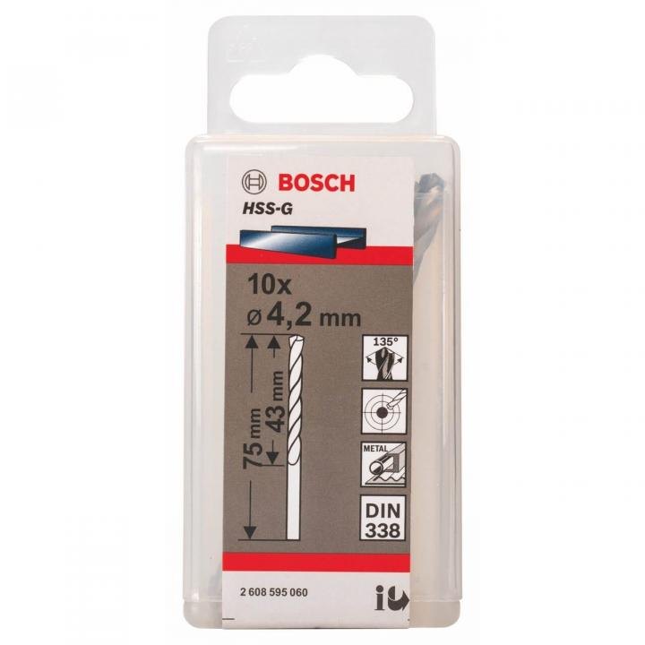 Bộ 10 mũi khoan sắt 4.2mm Bosch HSS-G 2608595060