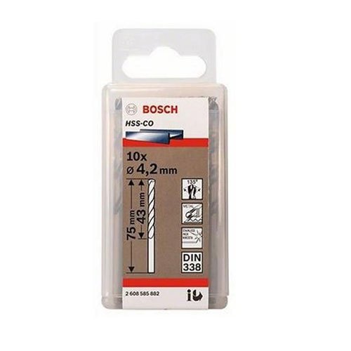 Bộ 10 mũi khoan sắt và inox 4.2mm Bosch HSS-Co 2608585882