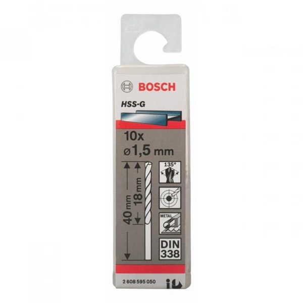 Bộ 10 mũi khoan sắt 1.5mm Bosch HSS-G 2608595050