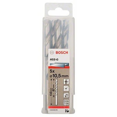 Bộ 5 mũi khoan sắt 10.5mm Bosch HSS-G 2608595078