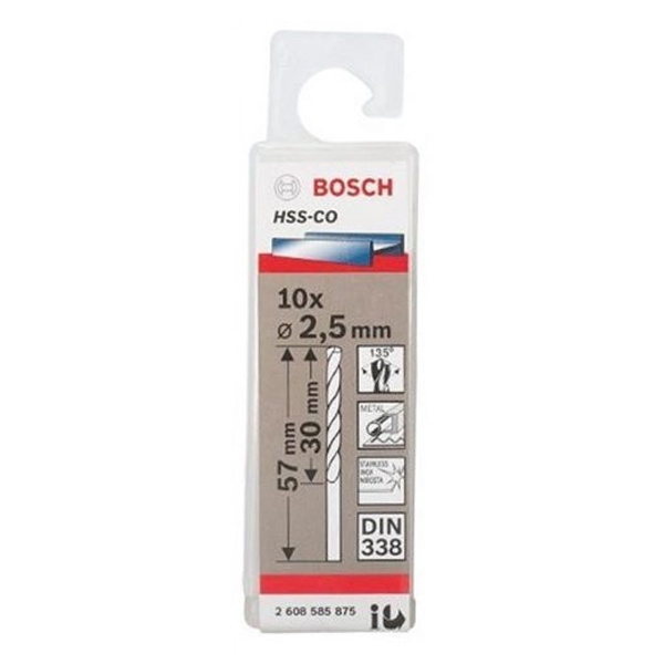 Bộ 10 mũi khoan Inox 2.5mm Bosch HSS-Co 2608585875