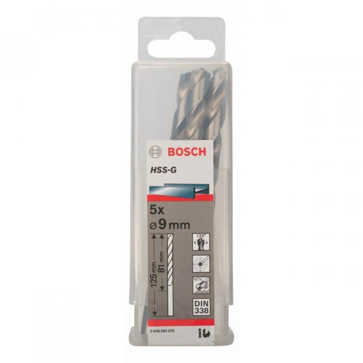 Bộ 5 mũi khoan sắt 9mm Bosch HSS-G 2608595075