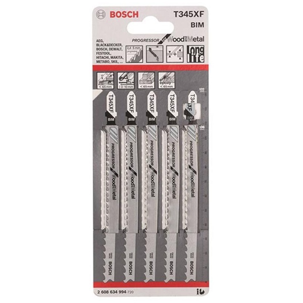 Bộ 5 lưỡi cưa lọng sắt Bosch T345XF 2608634994