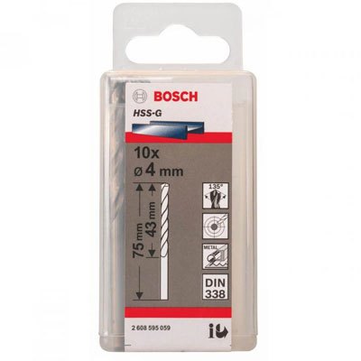 Bộ 10 mũi khoan sắt 4mm Bosch HSS-G 2608595059