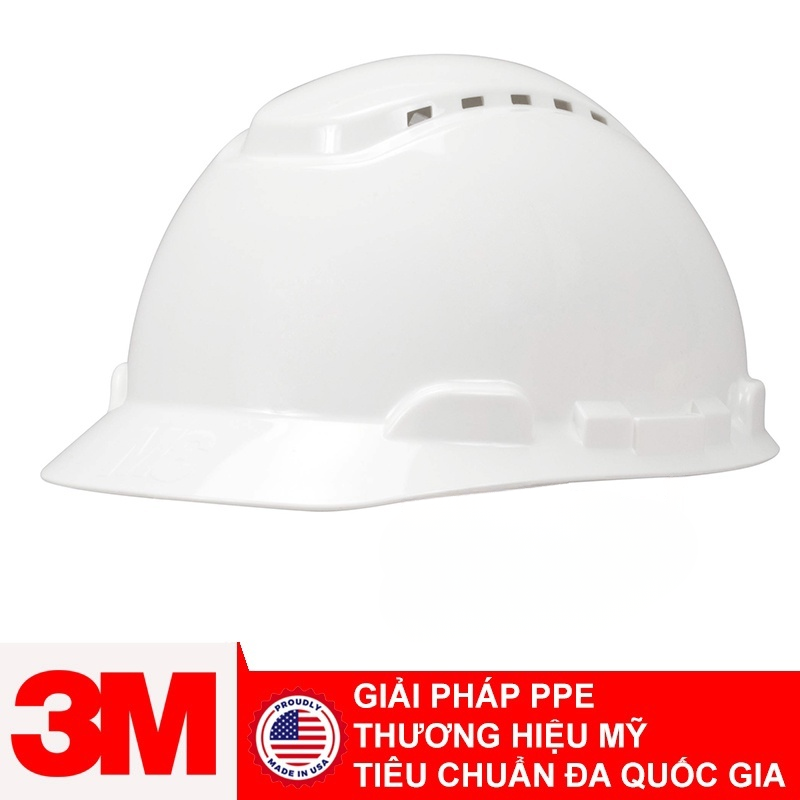 Mũ bảo hộ 3M™ SecureFit™ H-701SFV-UV, có lỗ thông khí, màu trắng, bộ cảm biến tia UV (không kèm lòng nón)