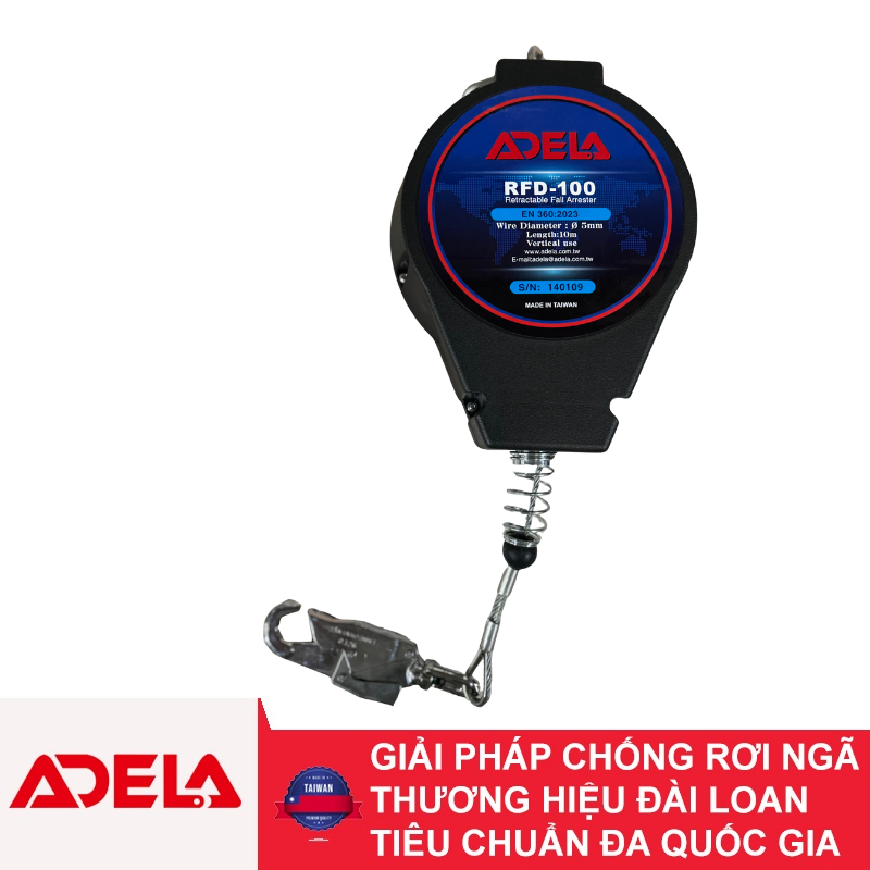 Cuộn dây cáp hãm trượt tự động 10m cáp thép ADELA RFD 100