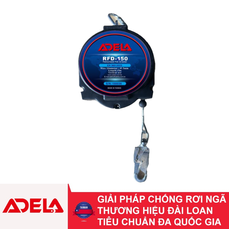 Cuộn dây cáp hãm trượt tự động 15m cáp thép ADELA RFD 150