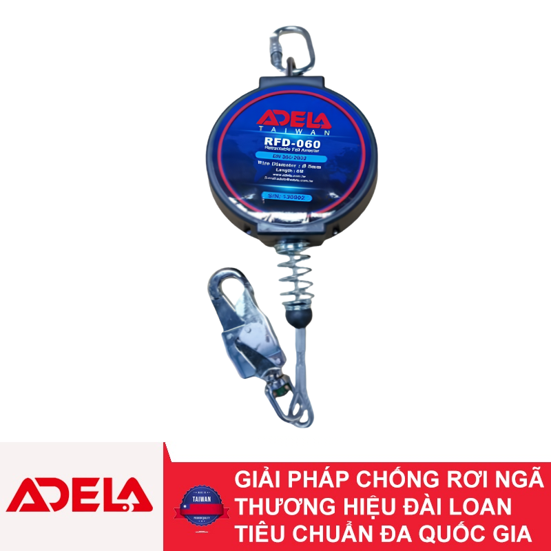 Cuộn dây cáp hãm trượt tự động 6m cáp thép ADELA RFD 060