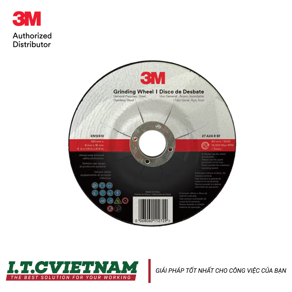 Đá mài đa dụng 3M Depressed Center Wheel 24 T27 100 mm x 6 mm x 16 mm 3M 7100366585