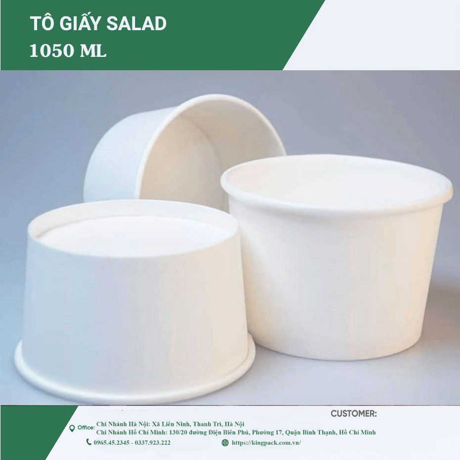 Tô giấy salad trắng 1PE 1050ml